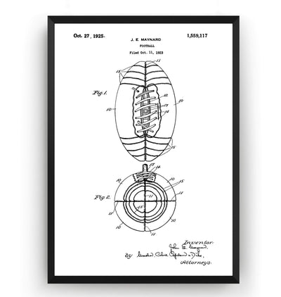 American Football 1925 Patent Print - Magic Posters