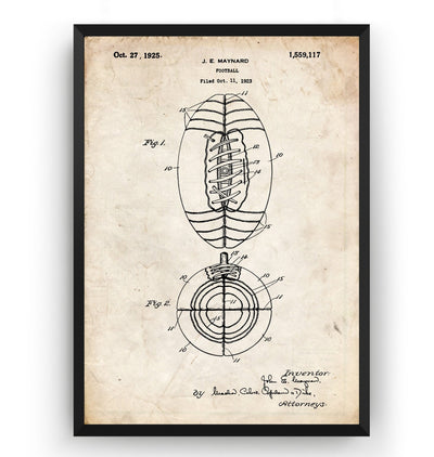 American Football 1925 Patent Print - Magic Posters