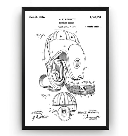 American Football Helmet 1927 Patent Print - Magic Posters