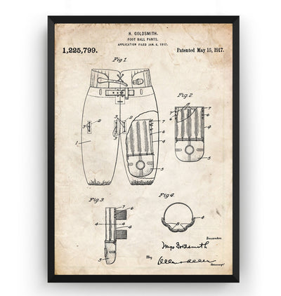 American Football Pants 1917 Patent Print - Magic Posters