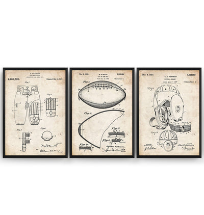 American Football Set Of 3 Patent Prints - Magic Posters