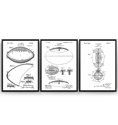 American Football Set Of 3 Patent Prints - Magic Posters