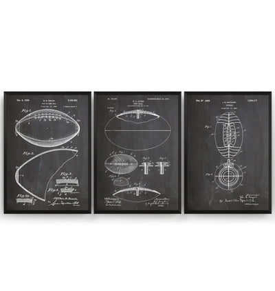 American Football Set Of 3 Patent Prints - Magic Posters