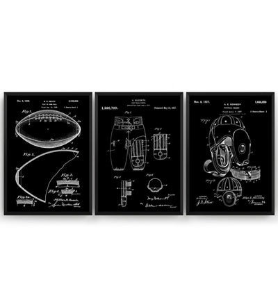 American Football Set Of 3 Patent Prints - Magic Posters