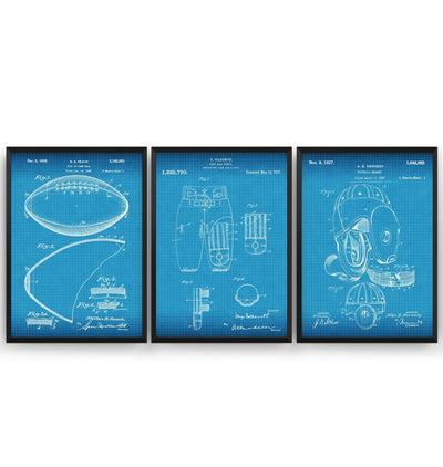 American Football Set Of 3 Patent Prints - Magic Posters