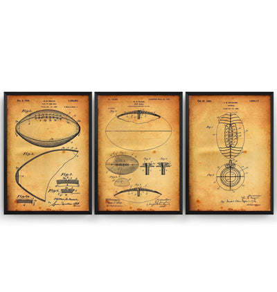 American Football Set Of 3 Patent Prints - Magic Posters