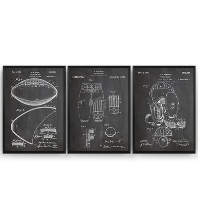 American Football Set Of 3 Patent Prints - Magic Posters