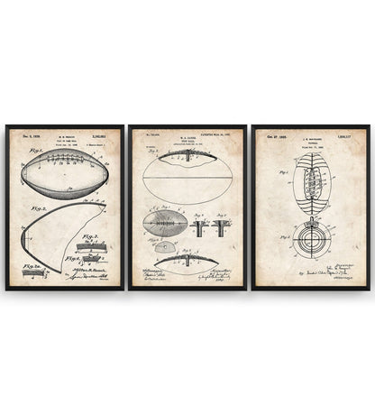 American Football Set Of 3 Patent Prints - Magic Posters