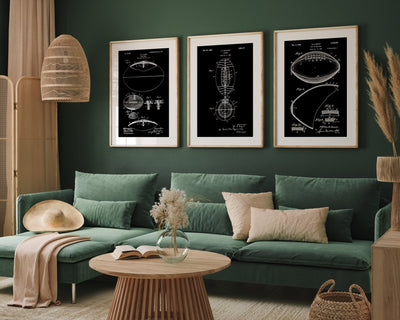 American Football Set Of 3 Patent Prints - Magic Posters