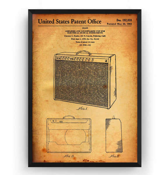 Fender Amplifier And Loudspeaker Unit 1962 Patent Print - Magic Posters