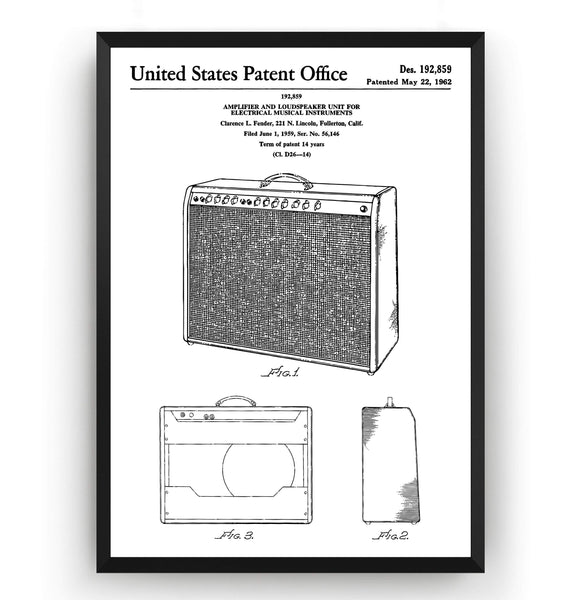 Fender Amplifier And Loudspeaker Unit 1962 Patent Print - Magic Posters
