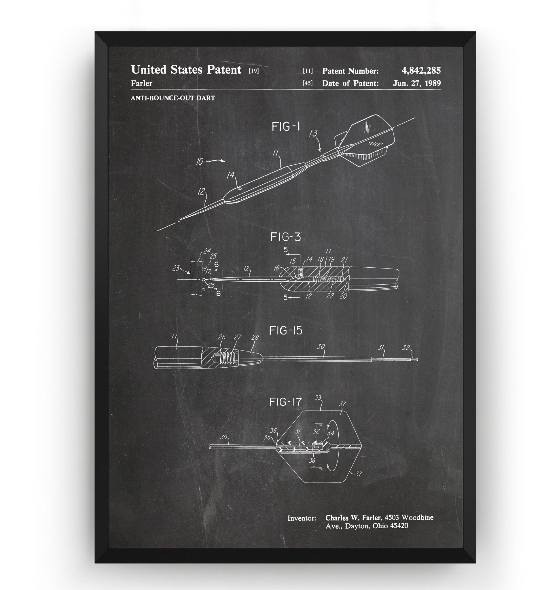 Anti Bounce Out Darts 1989 Patent Print - Magic Posters