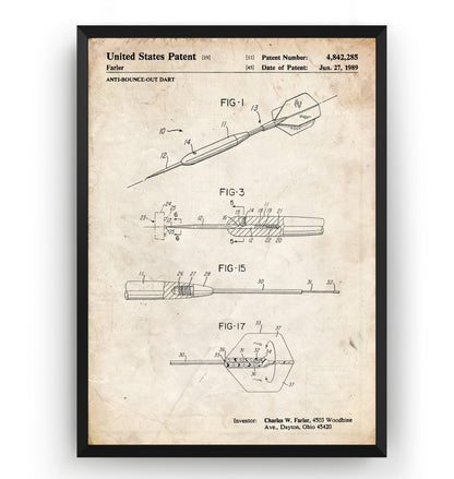 Anti Bounce Out Darts 1989 Patent Print - Magic Posters