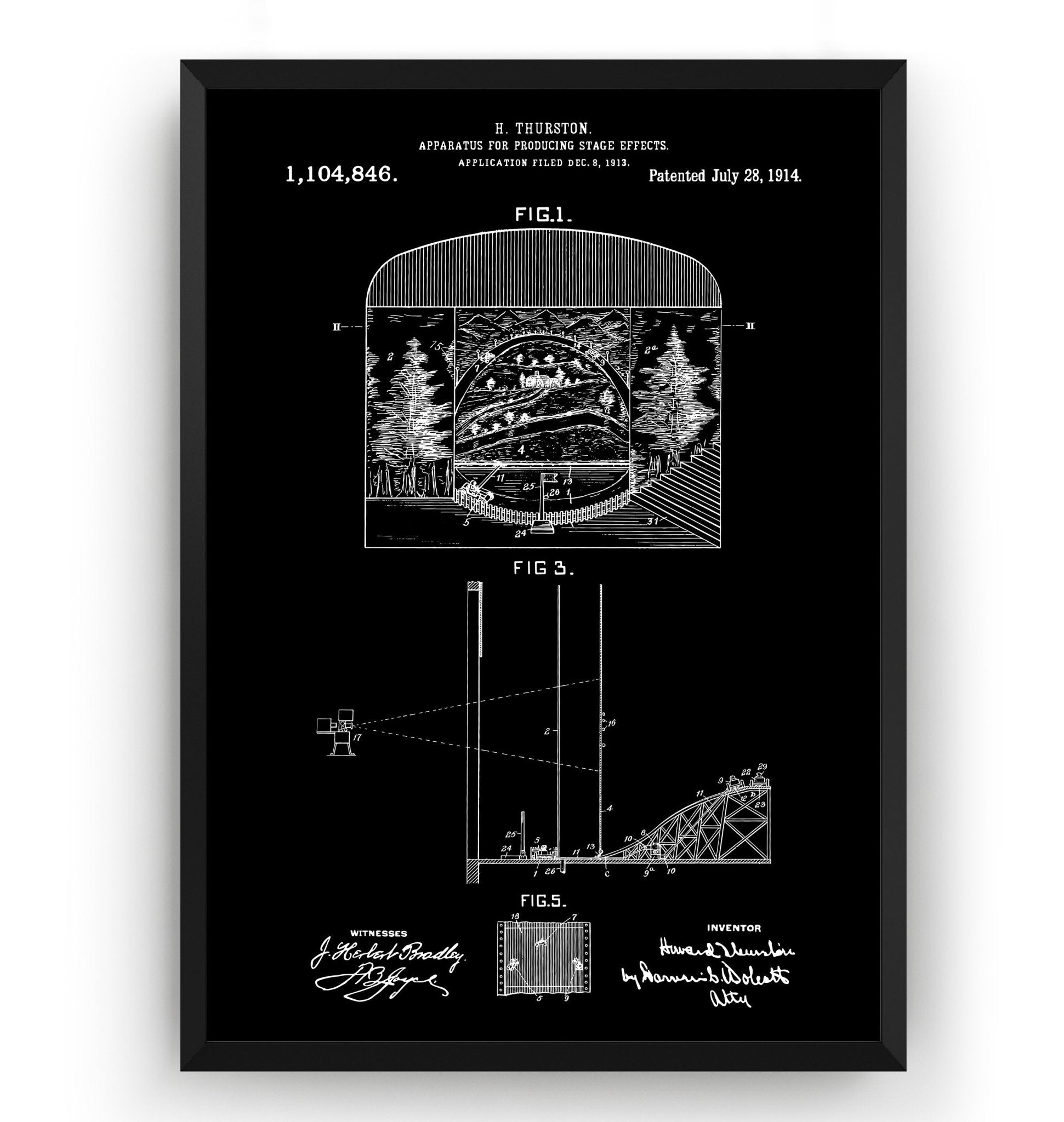 Apparatus For Producing Stage Effects 1914 Patent Print - Magic Posters