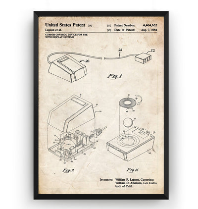 Apple Mouse 1984 Patent Print - Magic Posters