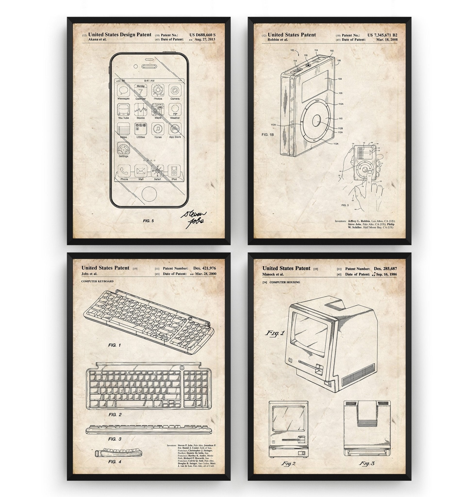 Apple Set Of 4 Patent Prints - Magic Posters