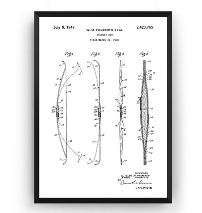 Archery Bow 1945 Patent Print - Magic Posters