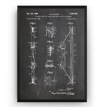 Archery Bow With Multiplying Attachments 1969 Patent Print - Magic Posters