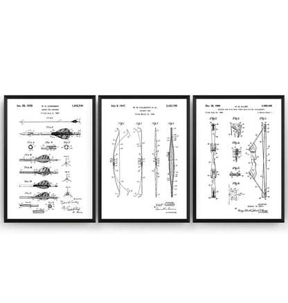 Archery Set Of 3 Patent Prints - Magic Posters
