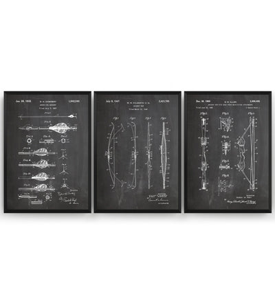 Archery Set Of 3 Patent Prints - Magic Posters