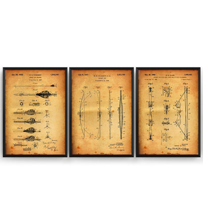 Archery Set Of 3 Patent Prints - Magic Posters