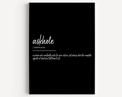 Askhole Definition Print - Magic Posters