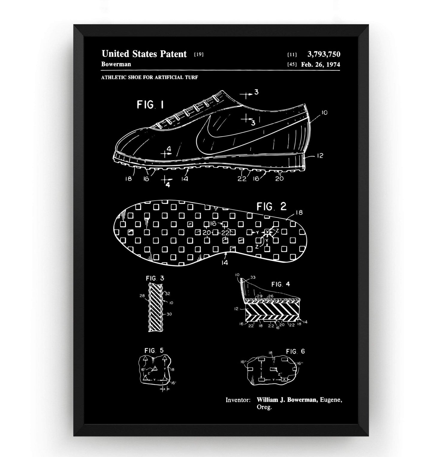 Athletic Shoe 1974 Patent Print - Magic Posters