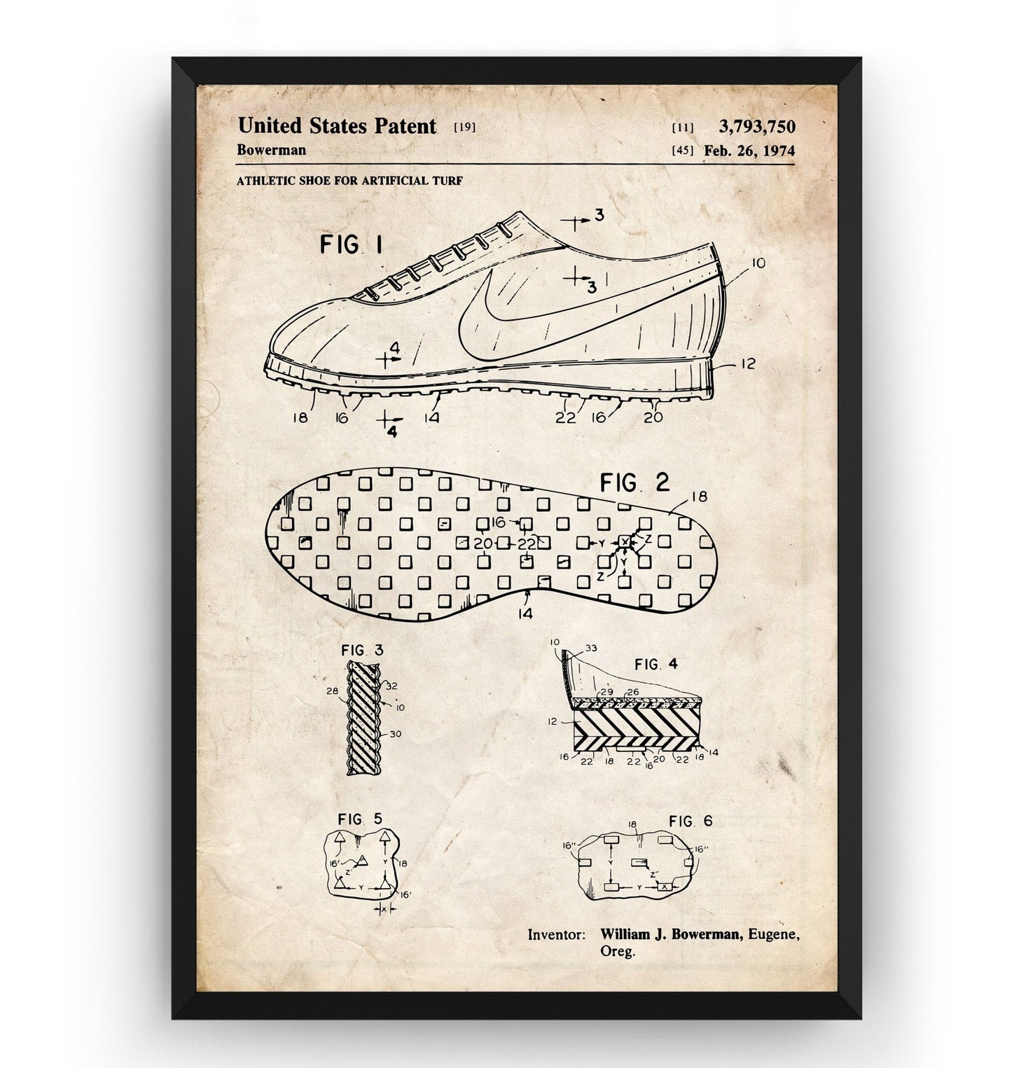 Athletic Shoe 1974 Patent Print - Magic Posters