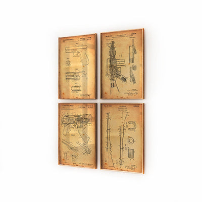 Automatic Rifle Gun And Pistol Set Of 4 Patent Prints - Magic Posters