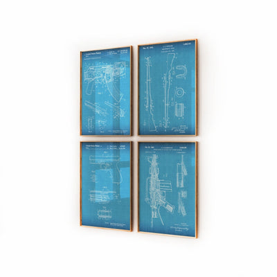 Automatic Rifle Gun And Pistol Set Of 4 Patent Prints - Magic Posters