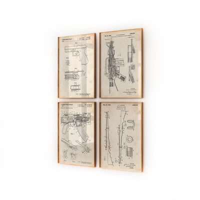 Automatic Rifle Gun And Pistol Set Of 4 Patent Prints - Magic Posters