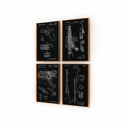 Automatic Rifle Gun And Pistol Set Of 4 Patent Prints - Magic Posters