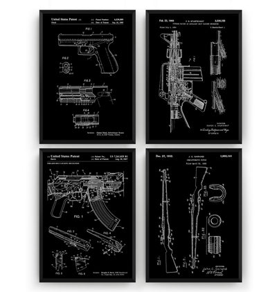 Automatic Rifle Gun And Pistol Set Of 4 Patent Prints - Magic Posters