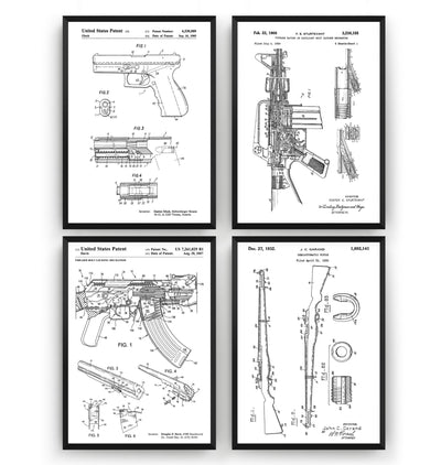 Automatic Rifle Gun And Pistol Set Of 4 Patent Prints - Magic Posters