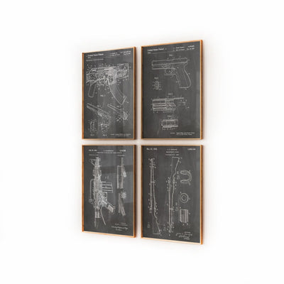 Automatic Rifle Gun And Pistol Set Of 4 Patent Prints - Magic Posters