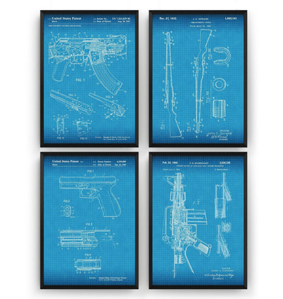 Automatic Rifle Gun And Pistol Set Of 4 Patent Prints - Magic Posters