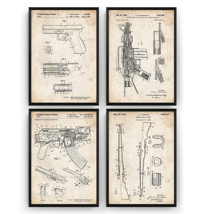 Automatic Rifle Gun And Pistol Set Of 4 Patent Prints - Magic Posters