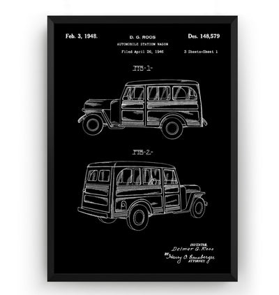 Automobile Station Wagon 1948 Patent Print - Magic Posters