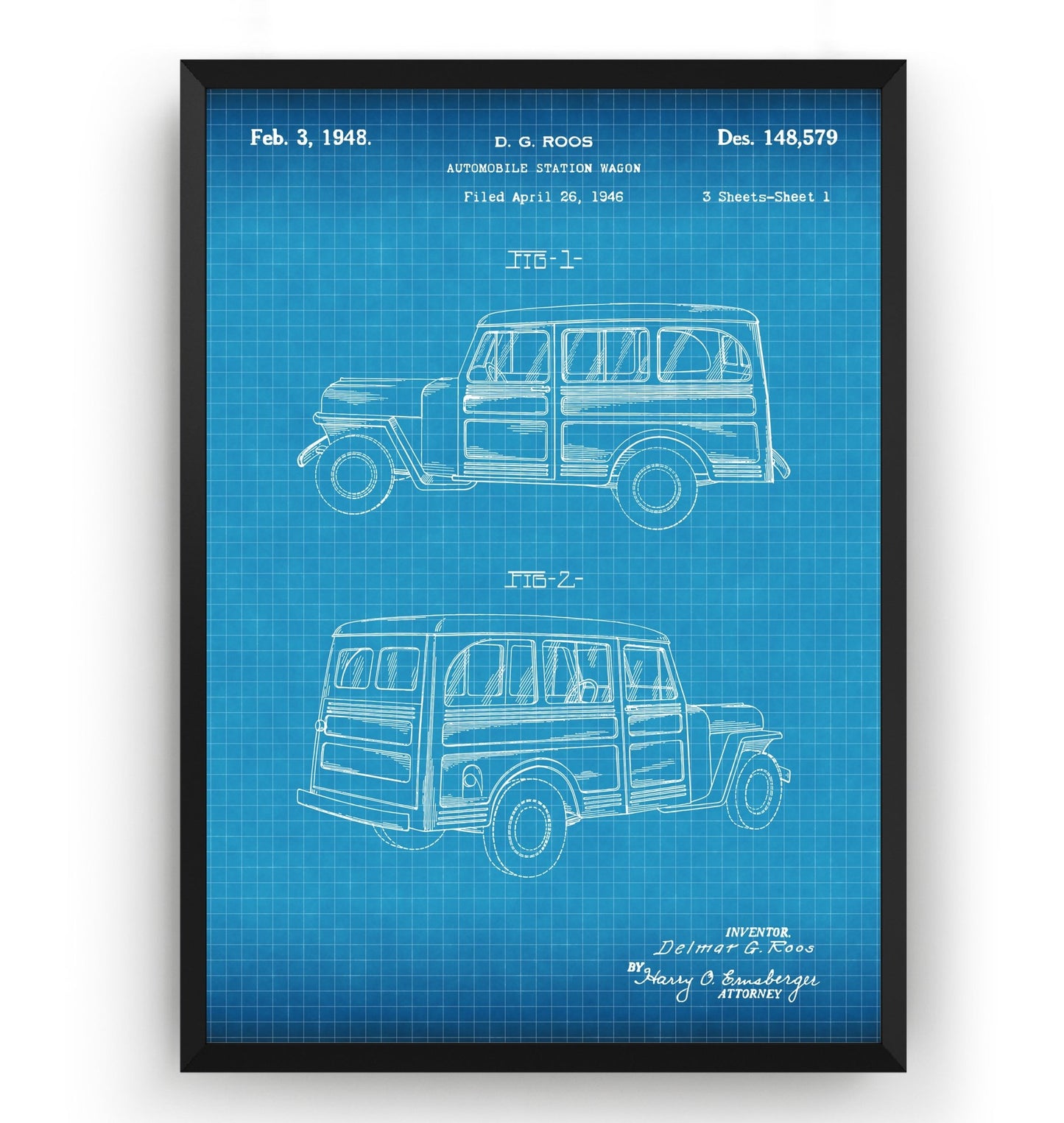 Automobile Station Wagon 1948 Patent Print - Magic Posters