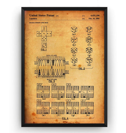 Backgammon And Dice 1984 Patent Print - Magic Posters