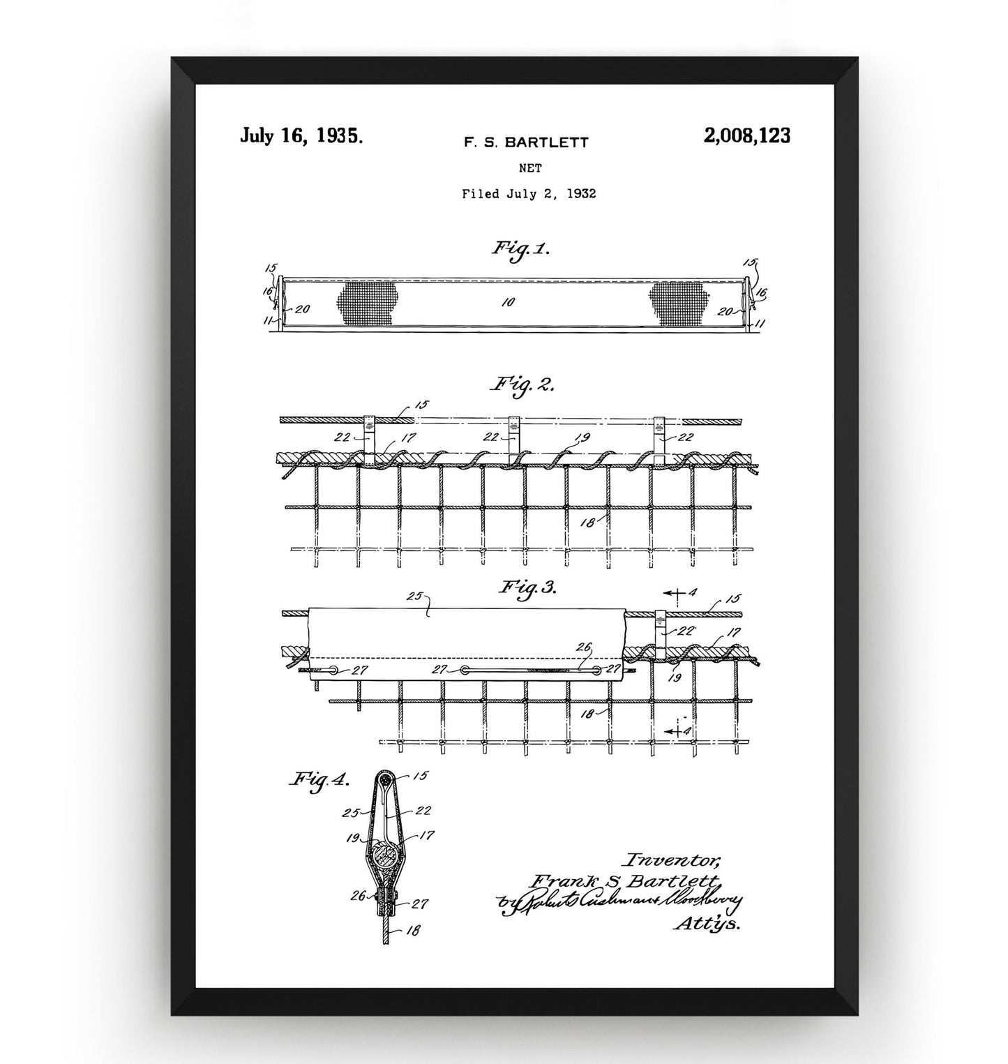 Badminton Net 1934 Patent Print - Magic Posters
