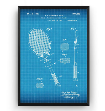 Badminton Racket 1926 Patent Print - Magic Posters