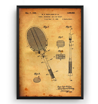 Badminton Racket 1926 Patent Print - Magic Posters