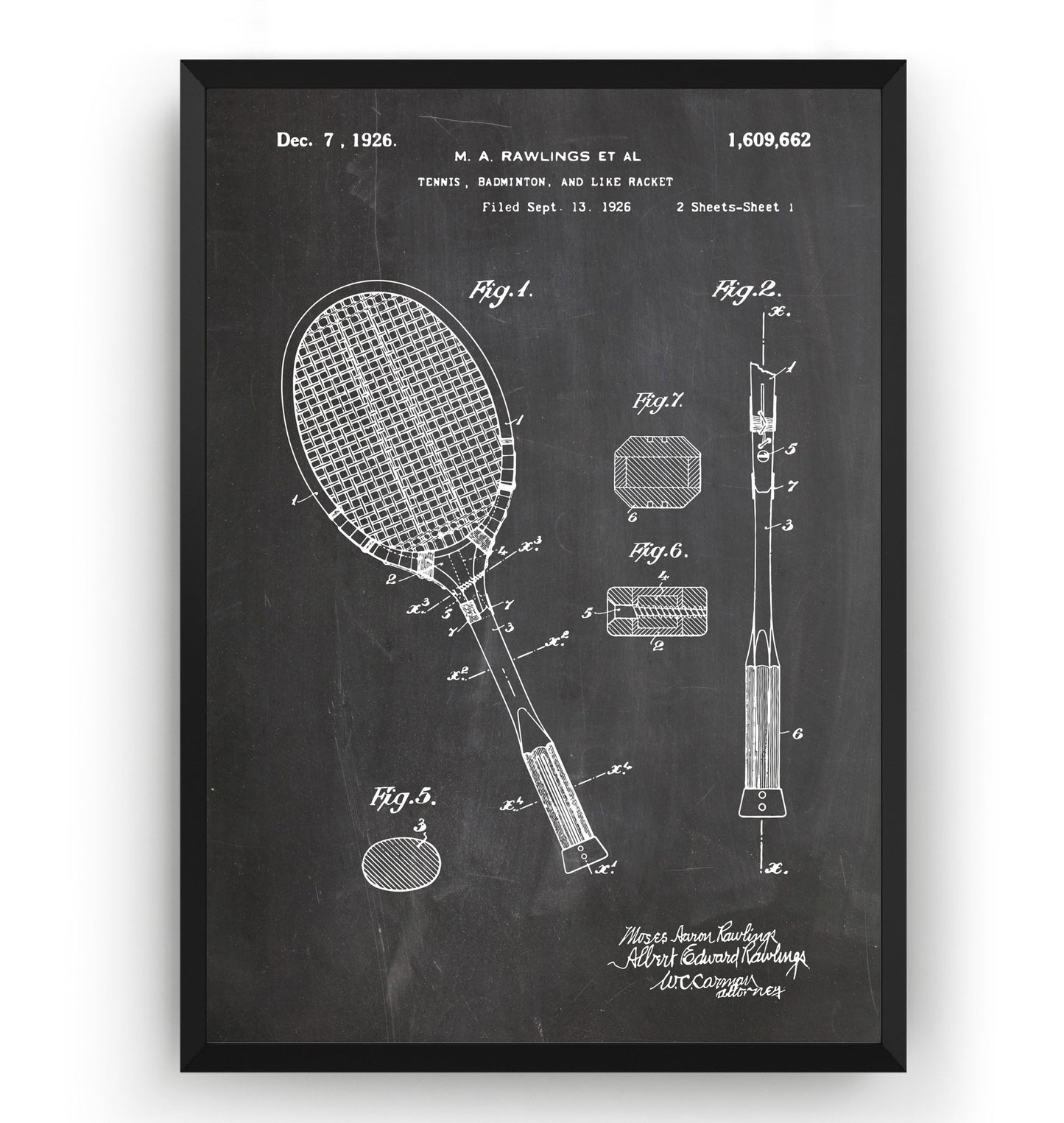 Badminton Racket 1926 Patent Print - Magic Posters