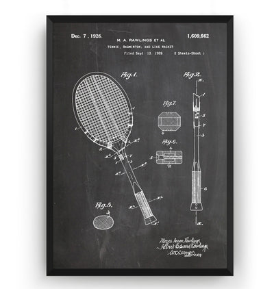 Badminton Racket 1926 Patent Print - Magic Posters