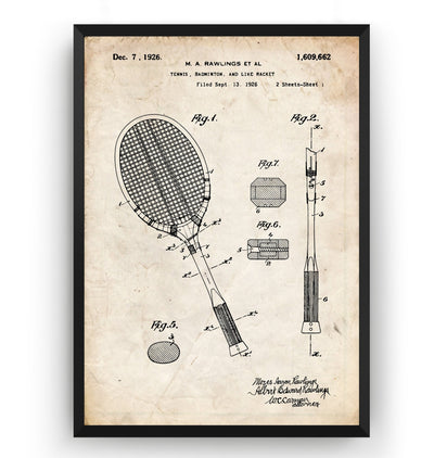 Badminton Racket 1926 Patent Print - Magic Posters