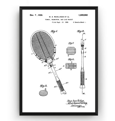 Badminton Racket 1926 Patent Print - Magic Posters