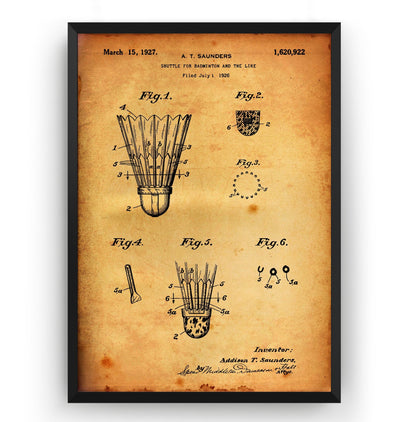 Badminton Shuttlecock 1926 Patent Print - Magic Posters
