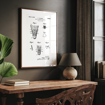 Badminton Shuttlecock 1926 Patent Print - Magic Posters