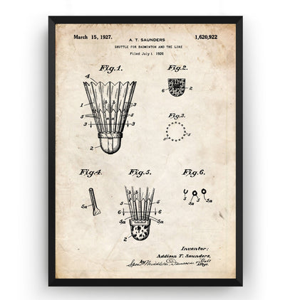 Badminton Shuttlecock 1926 Patent Print - Magic Posters